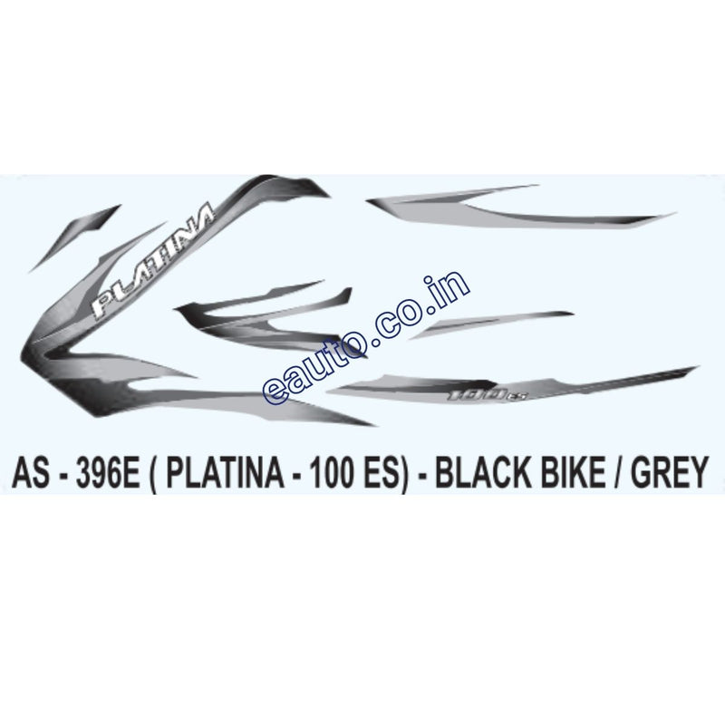 Graphics Sticker Set for Bajaj Platina 100 ES | Black Vehicle | Grey Sticker