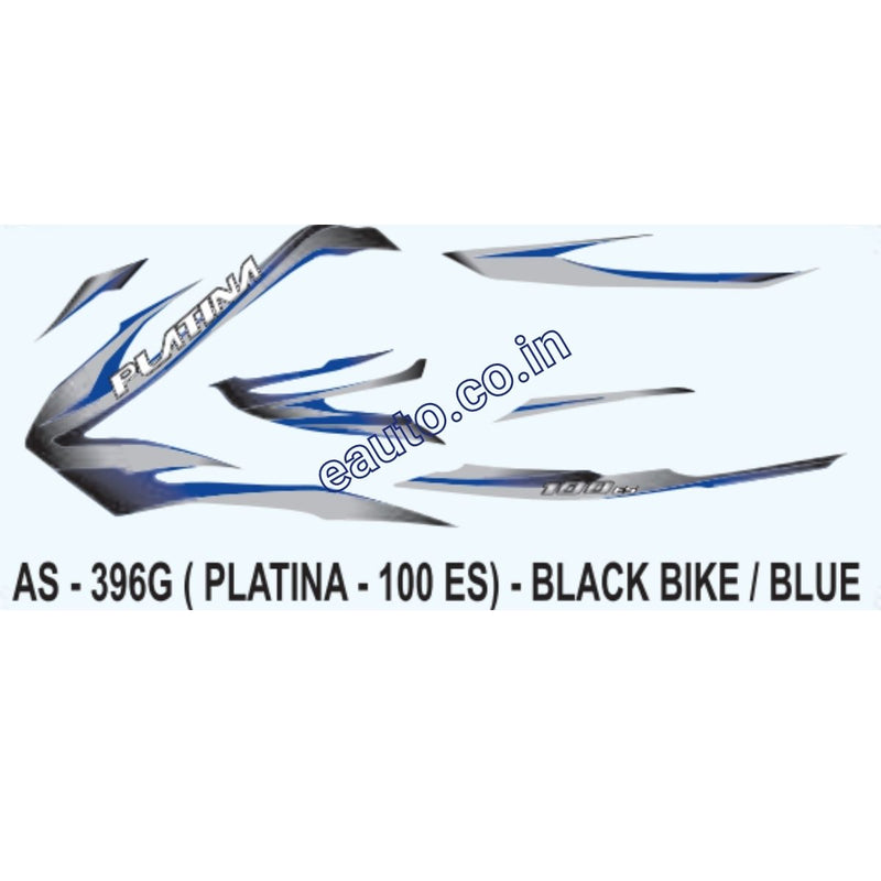 Graphics Sticker Set for Bajaj Platina 100 ES | Black Vehicle | Blue Sticker