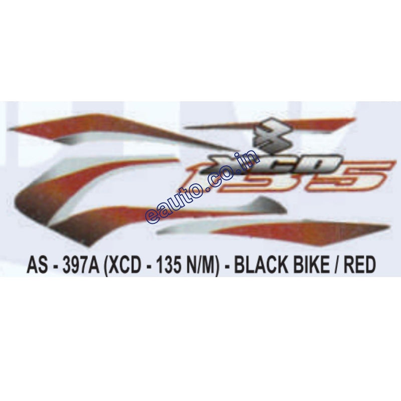 Graphics Sticker Set for Bajaj XCD 135 | New Model | Black Vehicle | Red Sticker