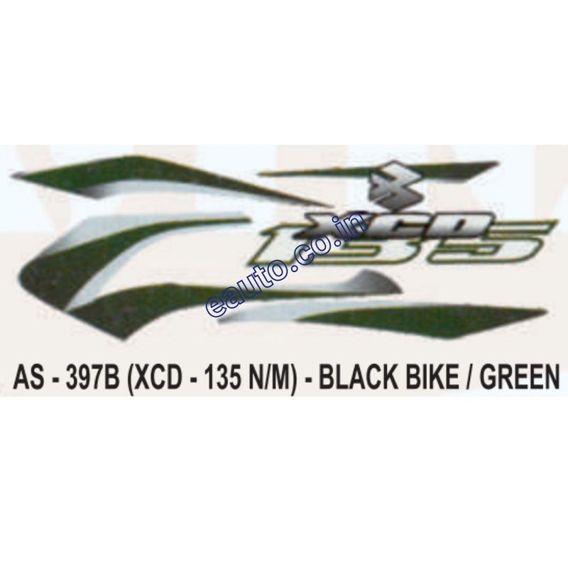 Graphics Sticker Set for Bajaj XCD 135 | New Model | Black Vehicle | Green Sticker
