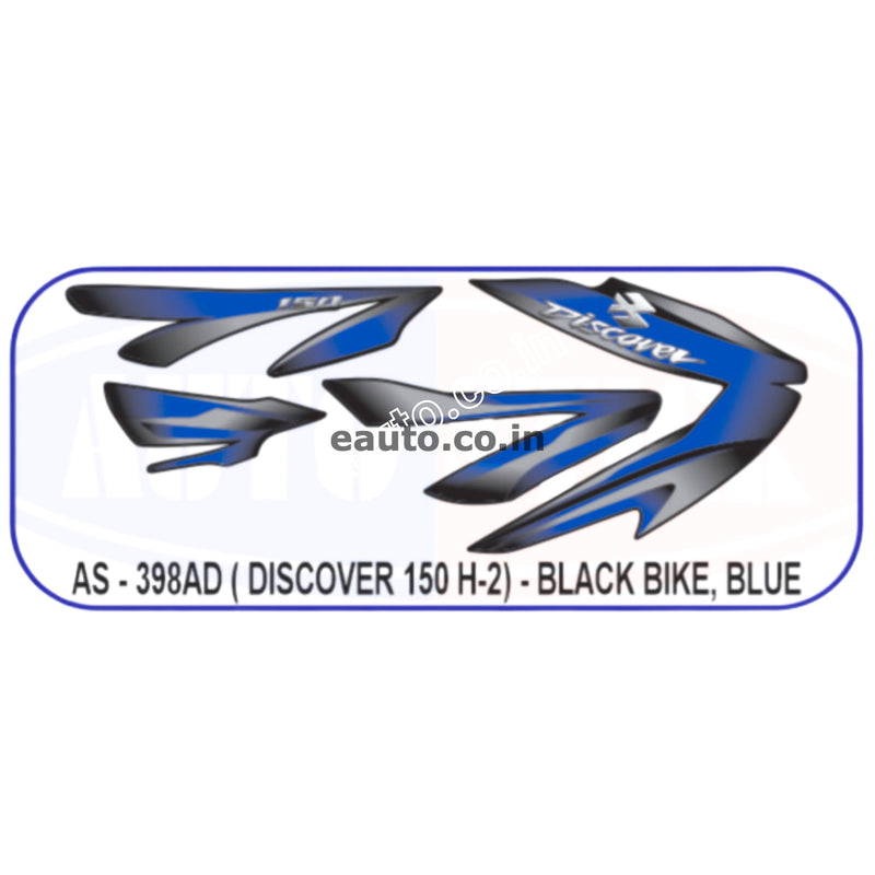 Graphics Sticker Set for Bajaj Discover 150 | H-2 | Black Vehicle | Blue Sticker
