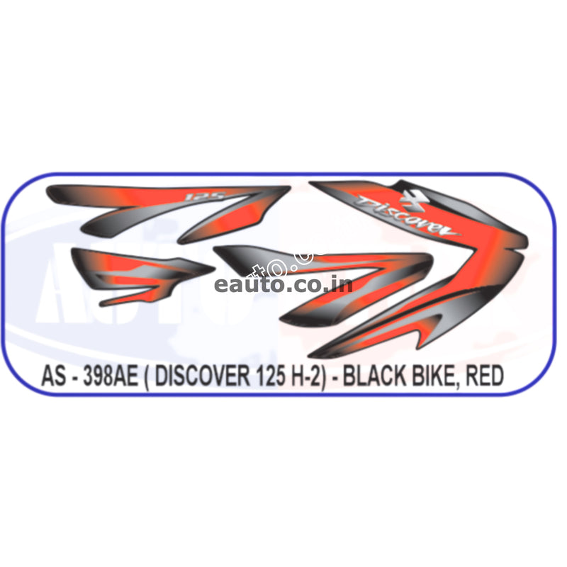 Graphics Sticker Set for Bajaj Discover 125 | H-2 | Black Vehicle | Red Sticker