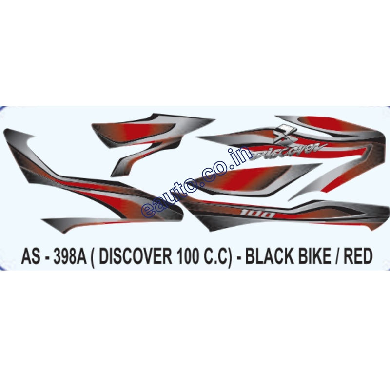 Graphics Sticker Set for Bajaj Discover 100CC | Black Vehicle | Red Sticker