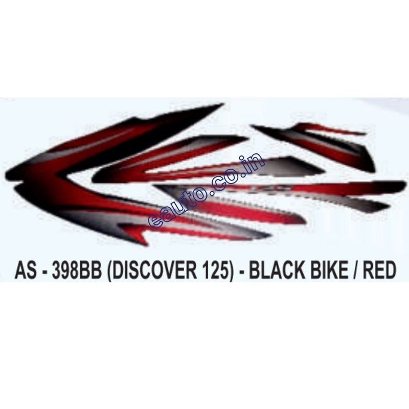 Graphics Sticker Set for Bajaj Discover 125 | Black Vehicle | Dark Red Sticker