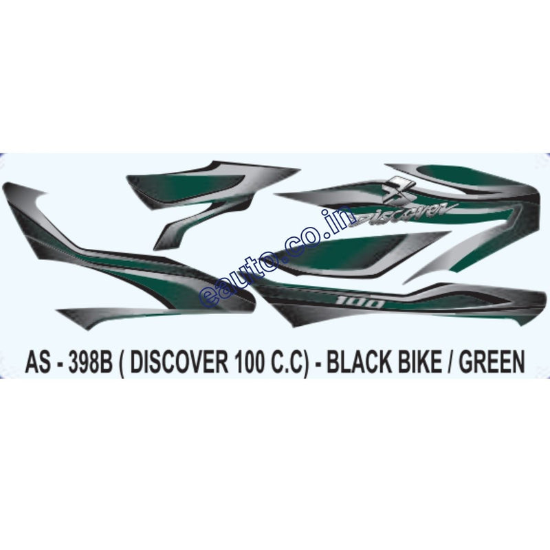 Graphics Sticker Set for Bajaj Discover 100CC | Black Vehicle | Green Sticker