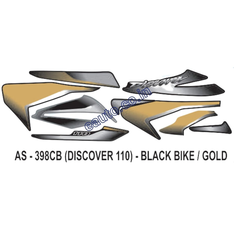 Graphics Sticker Set for Bajaj Discover 110 | Black Vehicle | Gold Sticker