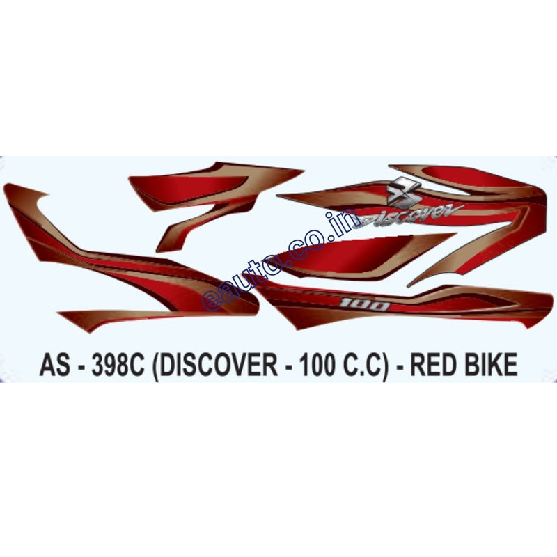 Graphics Sticker Set for Bajaj Discover 100CC | Red Vehicle