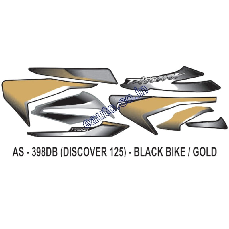 Graphics Sticker Set for Bajaj Discover 125 | Black Vehicle | Gold Sticker