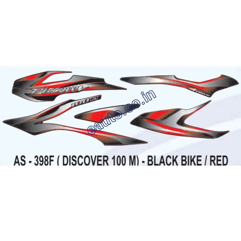 Graphics Sticker Set for Bajaj Discover 100M | Black Vehicle | Red Sticker