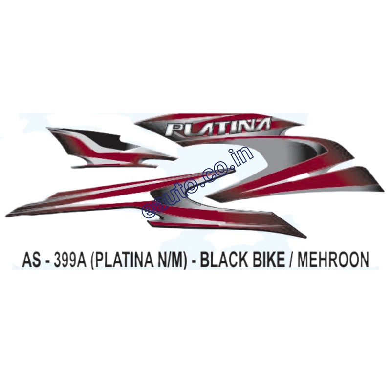 Graphics Sticker Set for Bajaj Platina | New Model | Black Vehicle | Mehroon Sticker