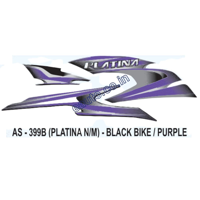 Graphics Sticker Set for Bajaj Platina | New Model | Black Vehicle | Purple Sticker