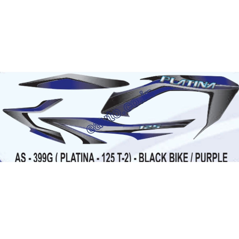 Graphics Sticker Set for Bajaj Platina 125 | Type 2 | Black Vehicle | Purple Sticker