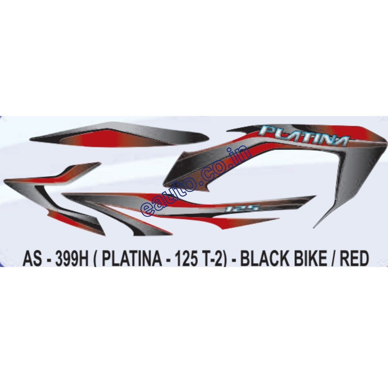 Graphics Sticker Set for Bajaj Platina 125 | Type 2 | Black Vehicle | Red Sticker