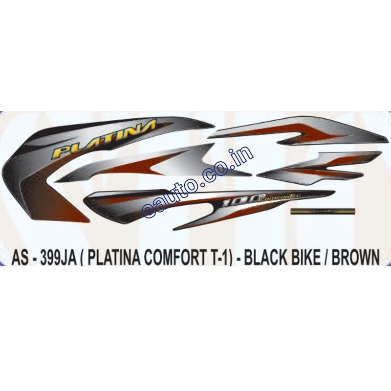 Graphics Sticker Set for Bajaj Platina Comfortec | Type 1 | Black Vehicle | Brown Sticker