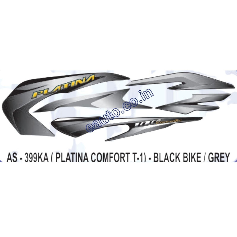 Graphics Sticker Set for Bajaj Platina Comfortec | Type 1 | Black Vehicle | Grey Sticker