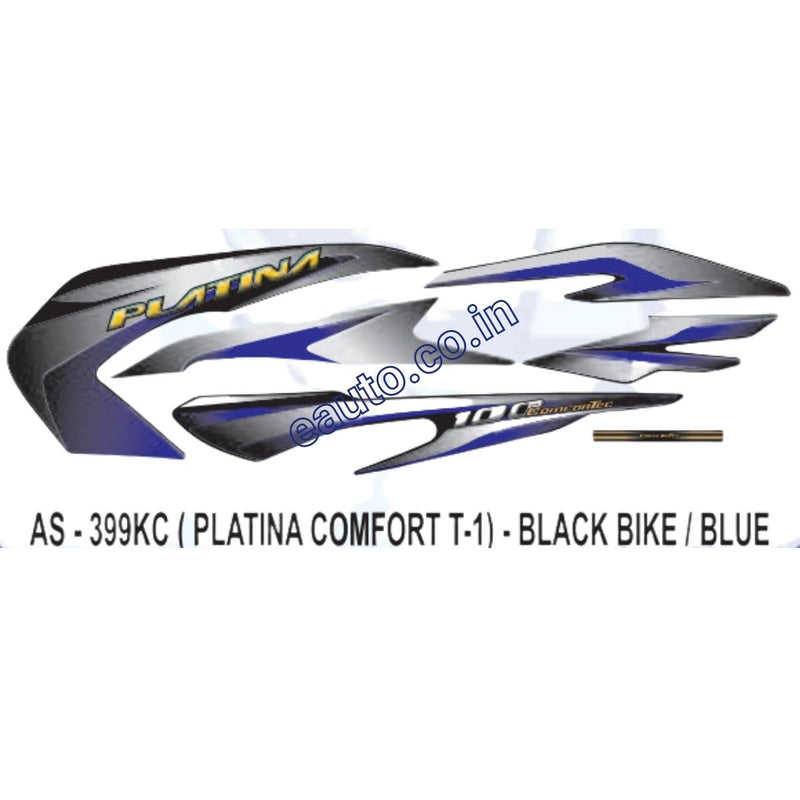 Graphics Sticker Set for Bajaj Platina Comfortec | Type 1 | Black Vehicle | Blue Sticker