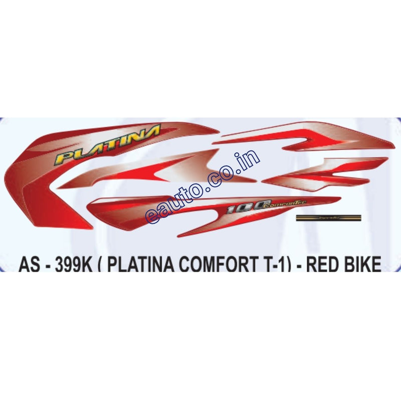 Graphics Sticker Set for Bajaj Platina Comfortec | Type 1 | Red Vehicle