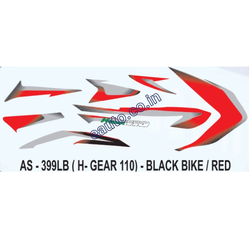 Graphics Sticker Set for Bajaj HGear 110 | Black Vehicle | Red Sticker