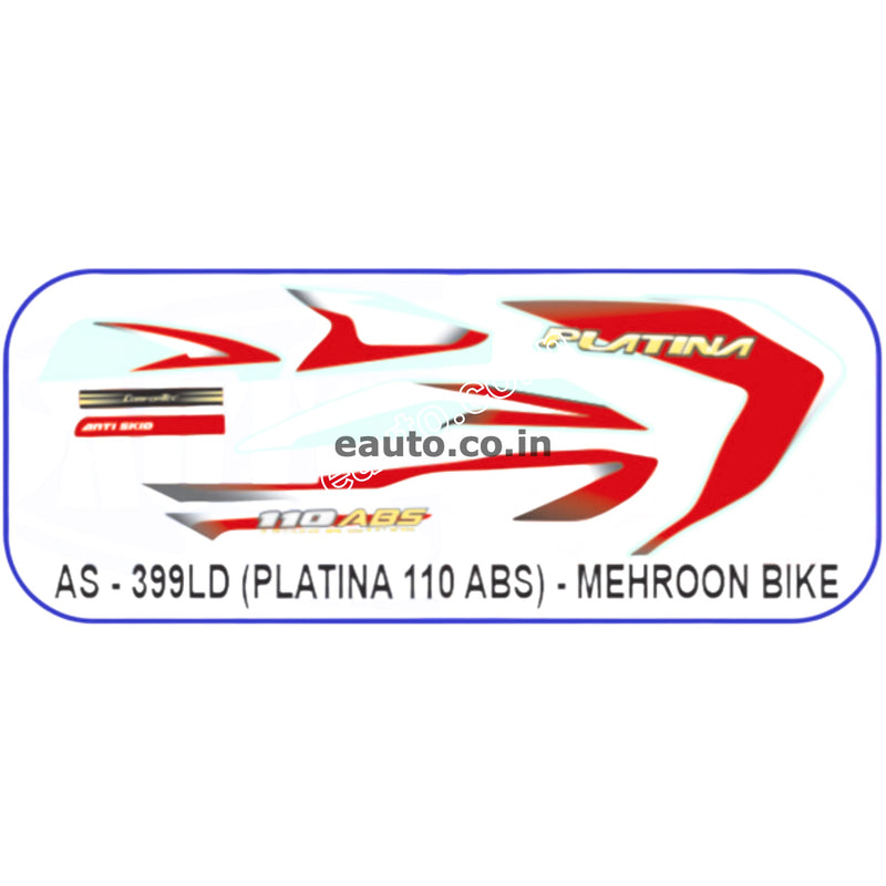 Graphics Sticker Set for Bajaj Platina 110 | ABS | Mehroon Vehicle