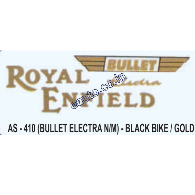 Graphics Sticker Set for Royal Enfield Bullet Electra | New Model | Black Vehicle | Gold Sticker