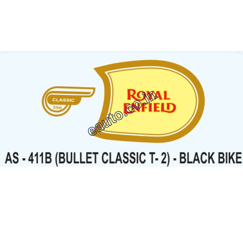 Graphics Sticker Set for Royal Enfield Bullet Classic | Type 2 | Black Vehicle