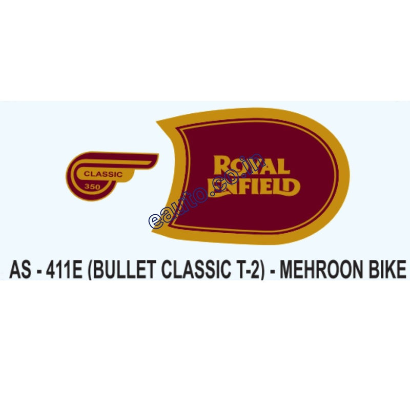 Graphics Sticker Set for Royal Enfield Bullet Classic | Type 2 | Mehroon Vehicle