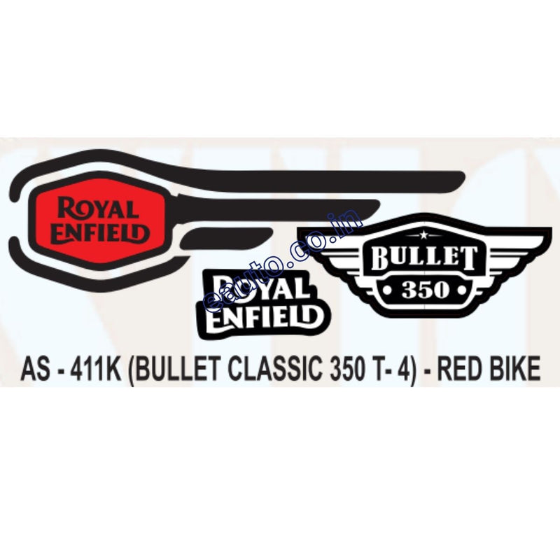Graphics Sticker Set for Royal Enfield Bullet Classic 350 | Type 4 | Red Vehicle