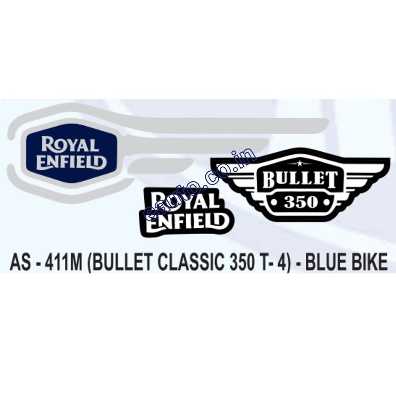 Graphics Sticker Set for Royal Enfield Bullet Classic 350 | Type 4 | Blue Vehicle