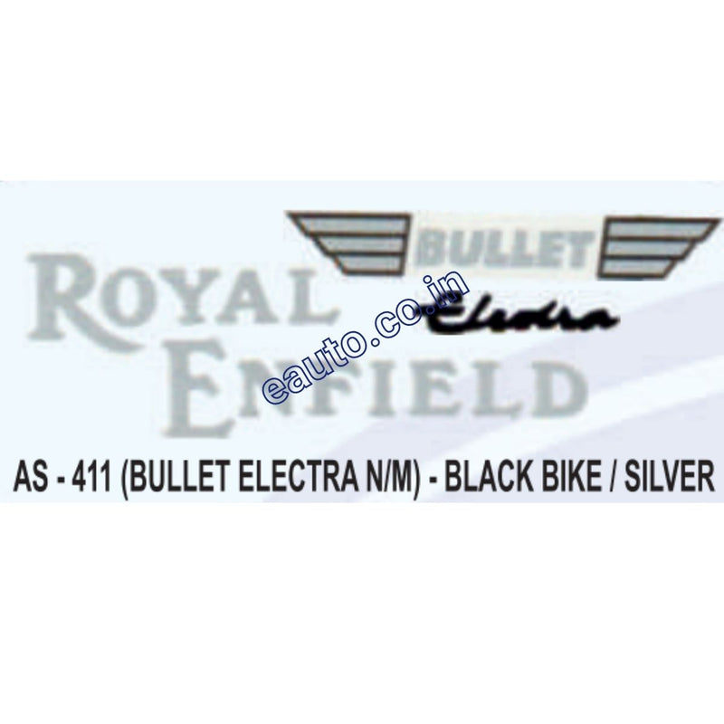Graphics Sticker Set for Royal Enfield Bullet Electra | New Model | Black Vehicle | Silver Sticker