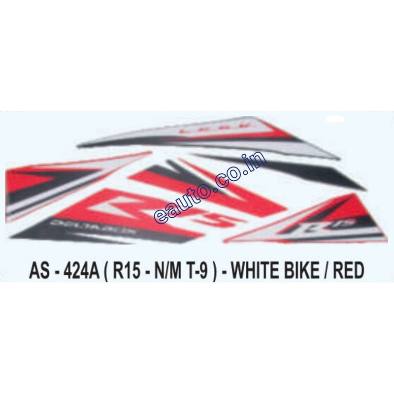 Graphics Sticker Set for Yamaha R15 | New Model Type 9 | White Vehicle | Red Sticker