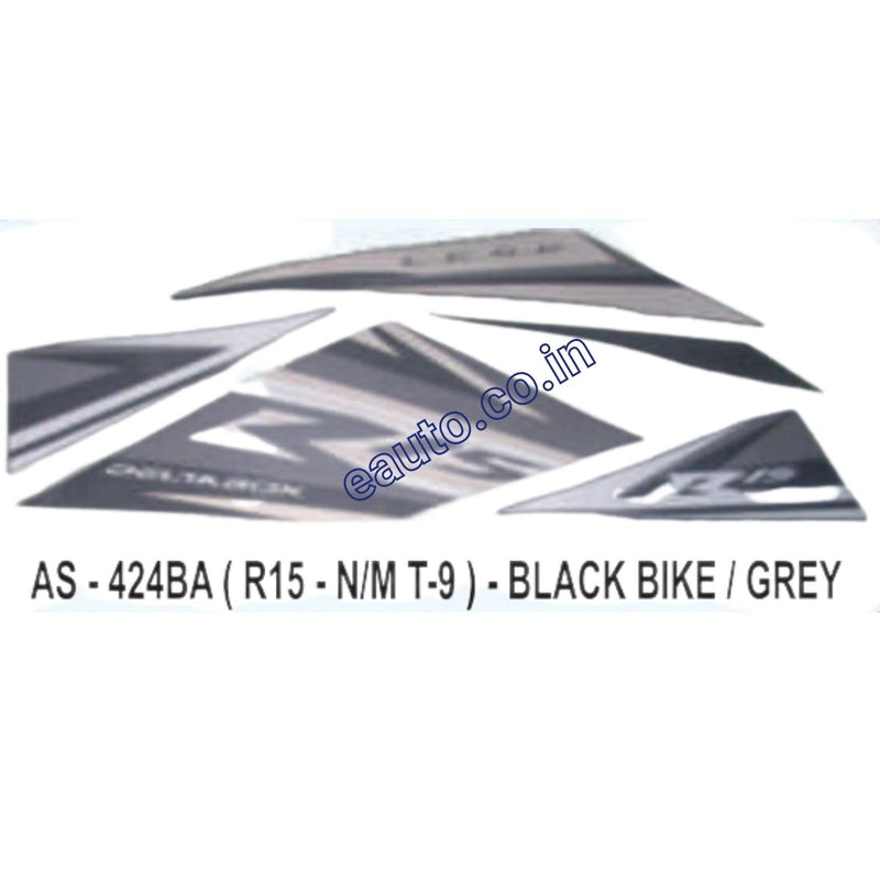 Graphics Sticker Set for Yamaha R15 | New Model Type 9 | Black Vehicle | Grey Sticker