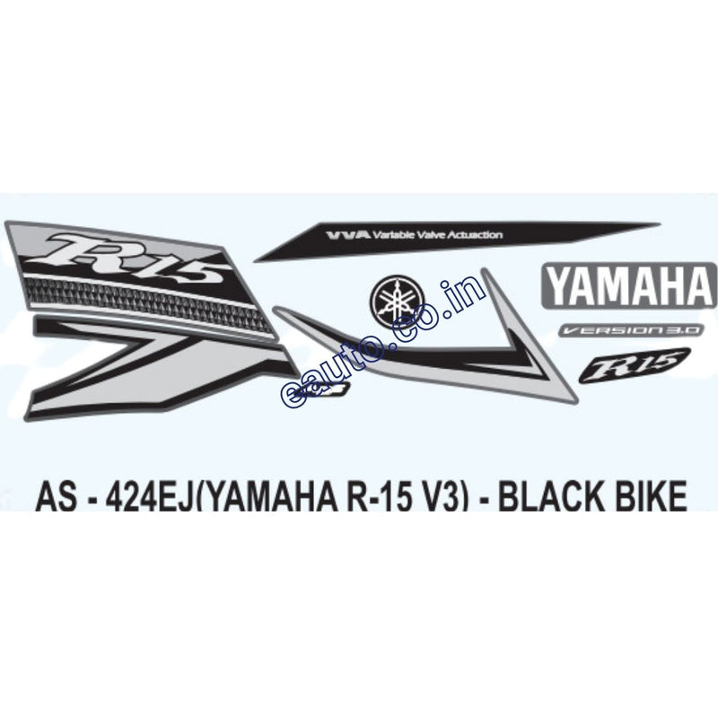 Graphics Sticker Set for Yamaha R15 V3 | ABS | Black Vehicle | Black Sticker