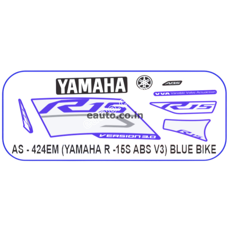 Graphics Sticker Set for Yamaha R15S V3 | ABS | Blue Vehicle | Blue & Grey Sticker