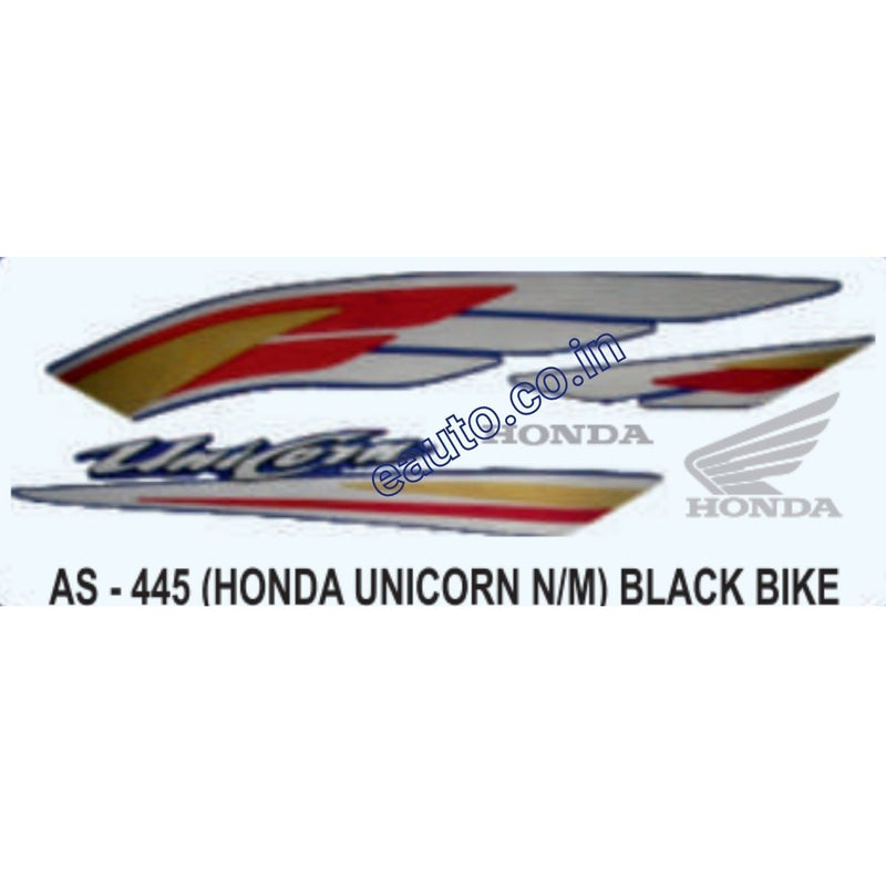 Graphics Sticker Set for Honda Unicorn | New Model | Black Vehicle