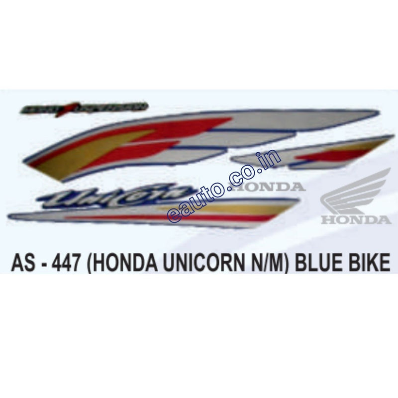 Graphics Sticker Set for Honda Unicorn | New Model | Blue Vehicle