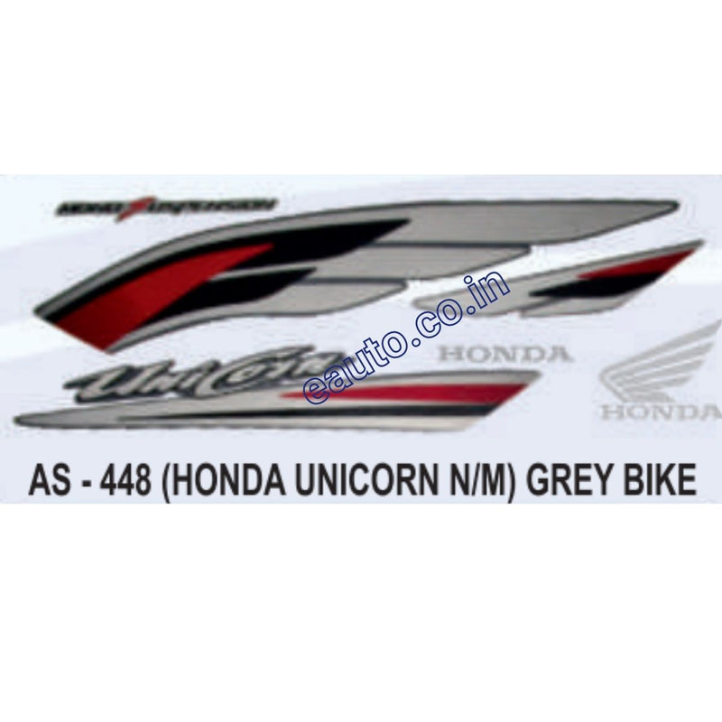 Graphics Sticker Set for Honda Unicorn | New Model | Grey Vehicle