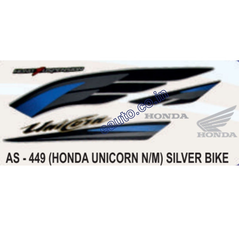 Graphics Sticker Set for Honda Unicorn | New Model | Silver Vehicle