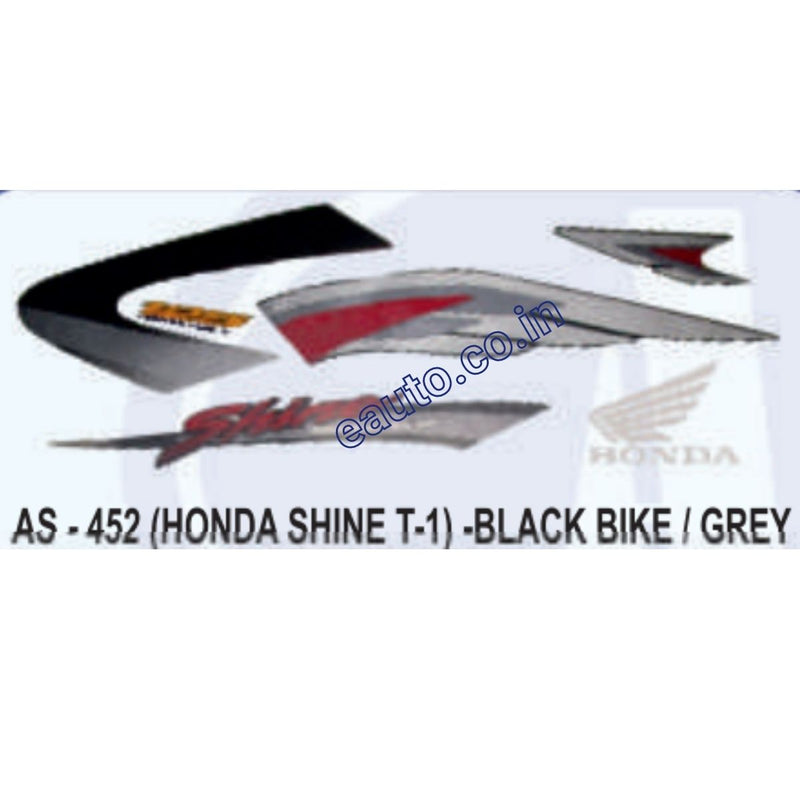 Graphics Sticker Set for Honda Shine | Type 1 | Black Vehicle | Grey Sticker