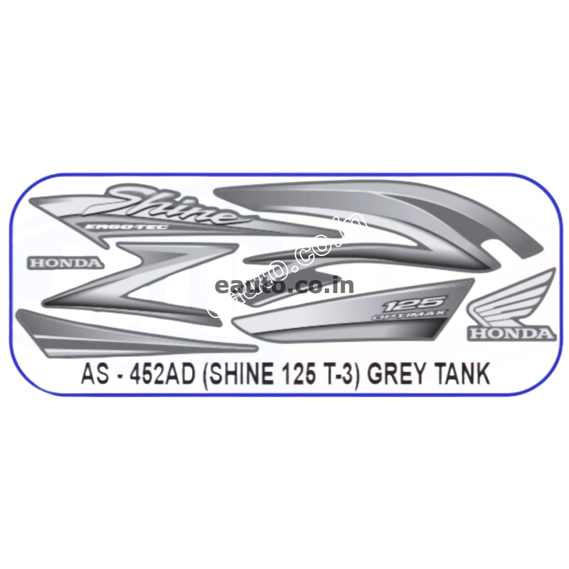 Graphics Sticker Set for Honda Shine 125 | Type 3 | Grey Tank Sticker
