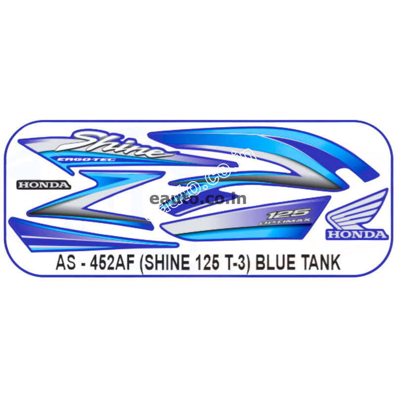 Graphics Sticker Set for Honda Shine 125 | Type 3 | Blue Tank Sticker