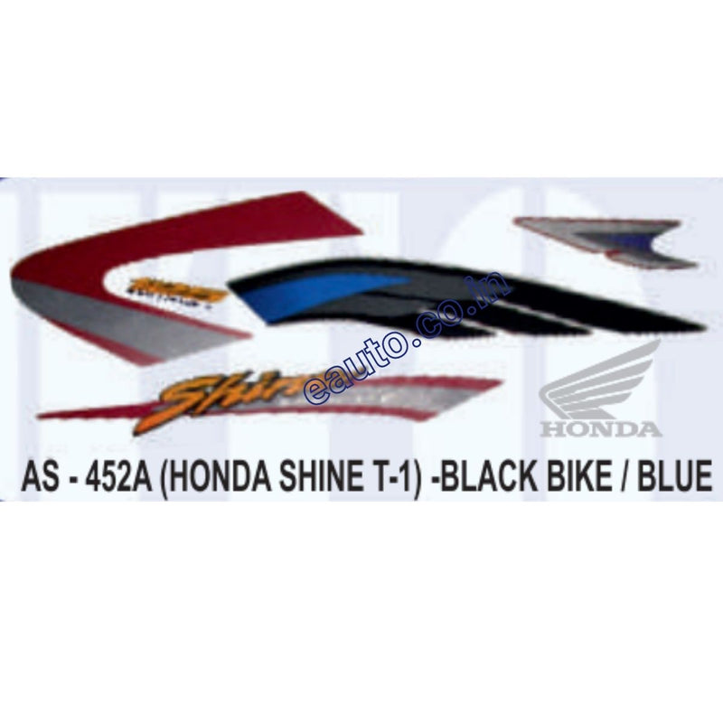 Graphics Sticker Set for Honda Shine | Type 1 | Black Vehicle | Blue Sticker