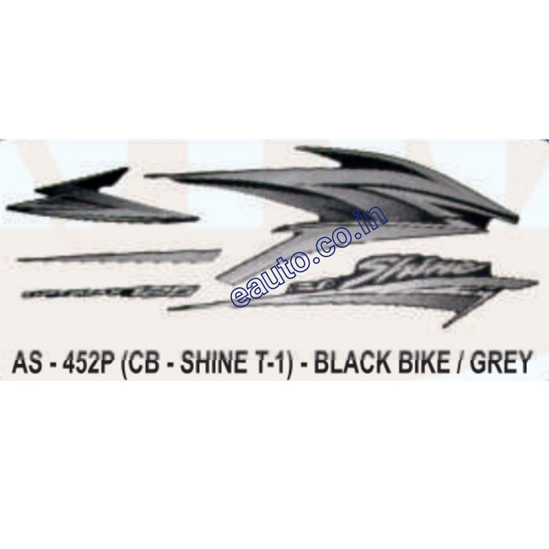 Graphics Sticker Set for Honda CB Shine | Type 1 | Black Vehicle | Grey Sticker