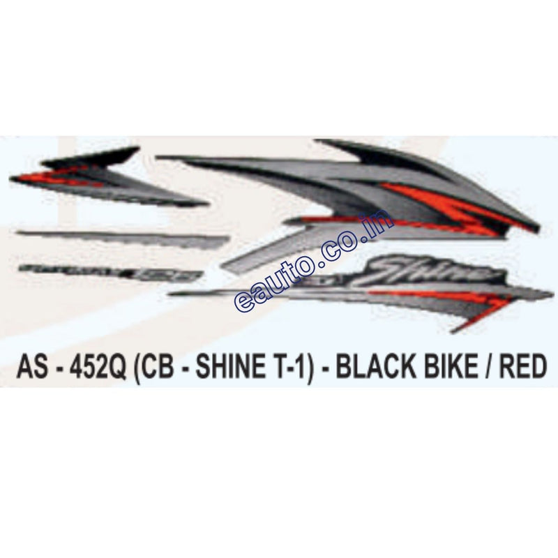 Graphics Sticker Set for Honda CB Shine | Type 1 | Black Vehicle | Red Sticker