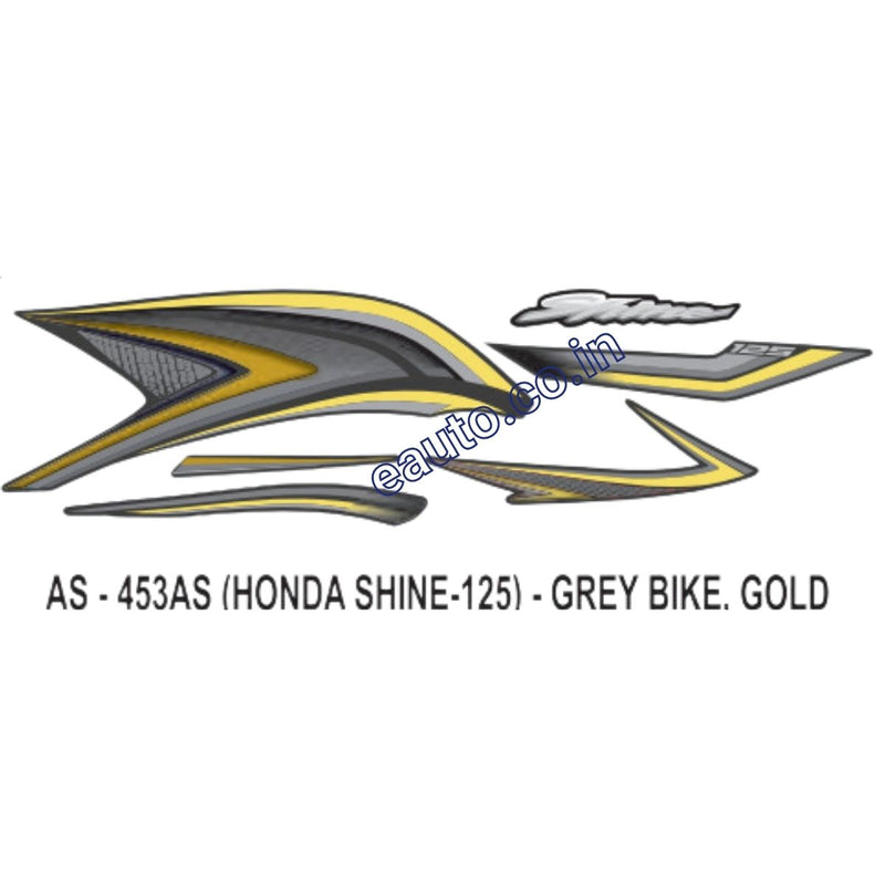 Graphics Sticker Set for Honda Shine 125 | Grey Vehicle | Gold Sticker