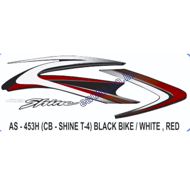 Graphics Sticker Set for Honda CB Shine | Type 4 | Black Vehicle | White & Red Sticker