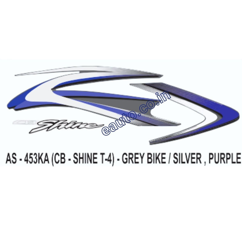 Graphics Sticker Set for Honda CB Shine | Type 4 | Grey Vehicle | Silver & Purple Sticker