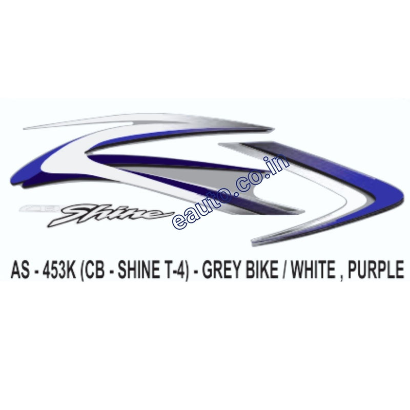 Graphics Sticker Set for Honda CB Shine | Type 4 | Grey Vehicle | White & Purple Sticker