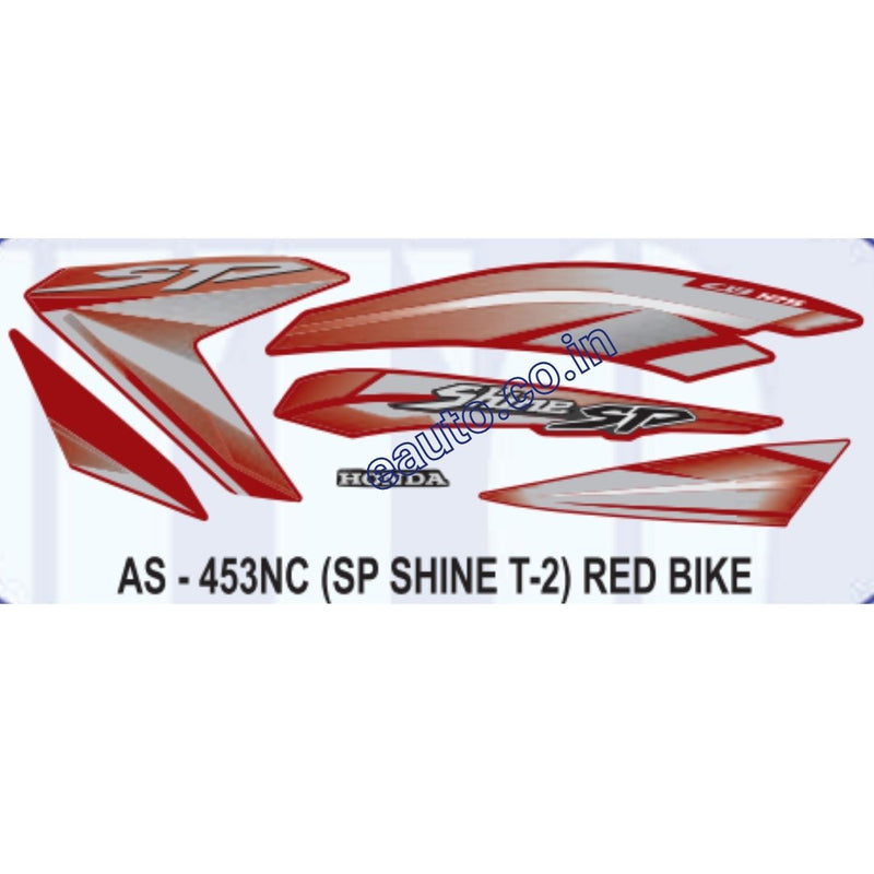 Graphics Sticker Set for Honda SP Shine | Type 2 | Red Vehicle