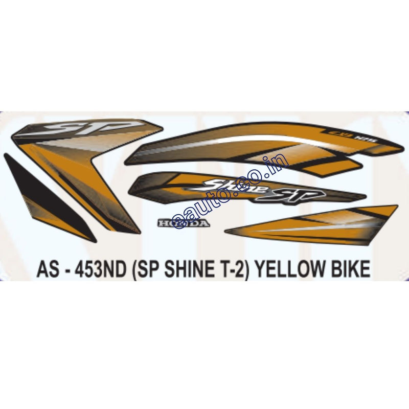 Graphics Sticker Set for Honda SP Shine | Type 2 | Yellow Vehicle
