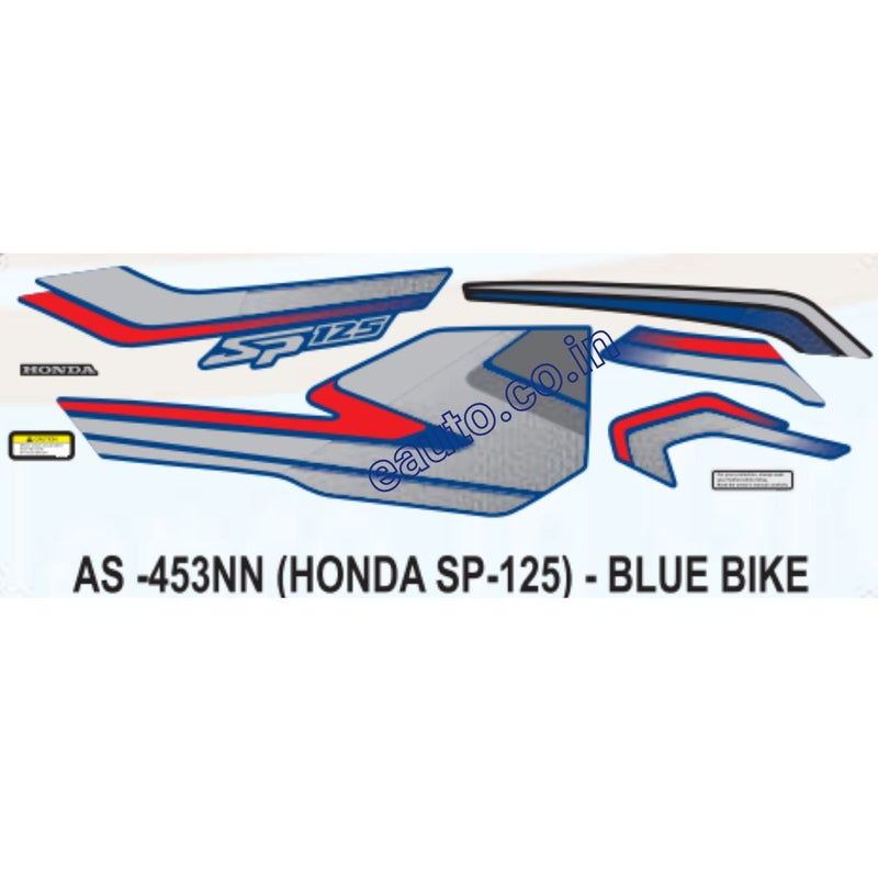 Graphics Sticker Set for Honda SP 125 | Blue Vehicle | Grey Sticker